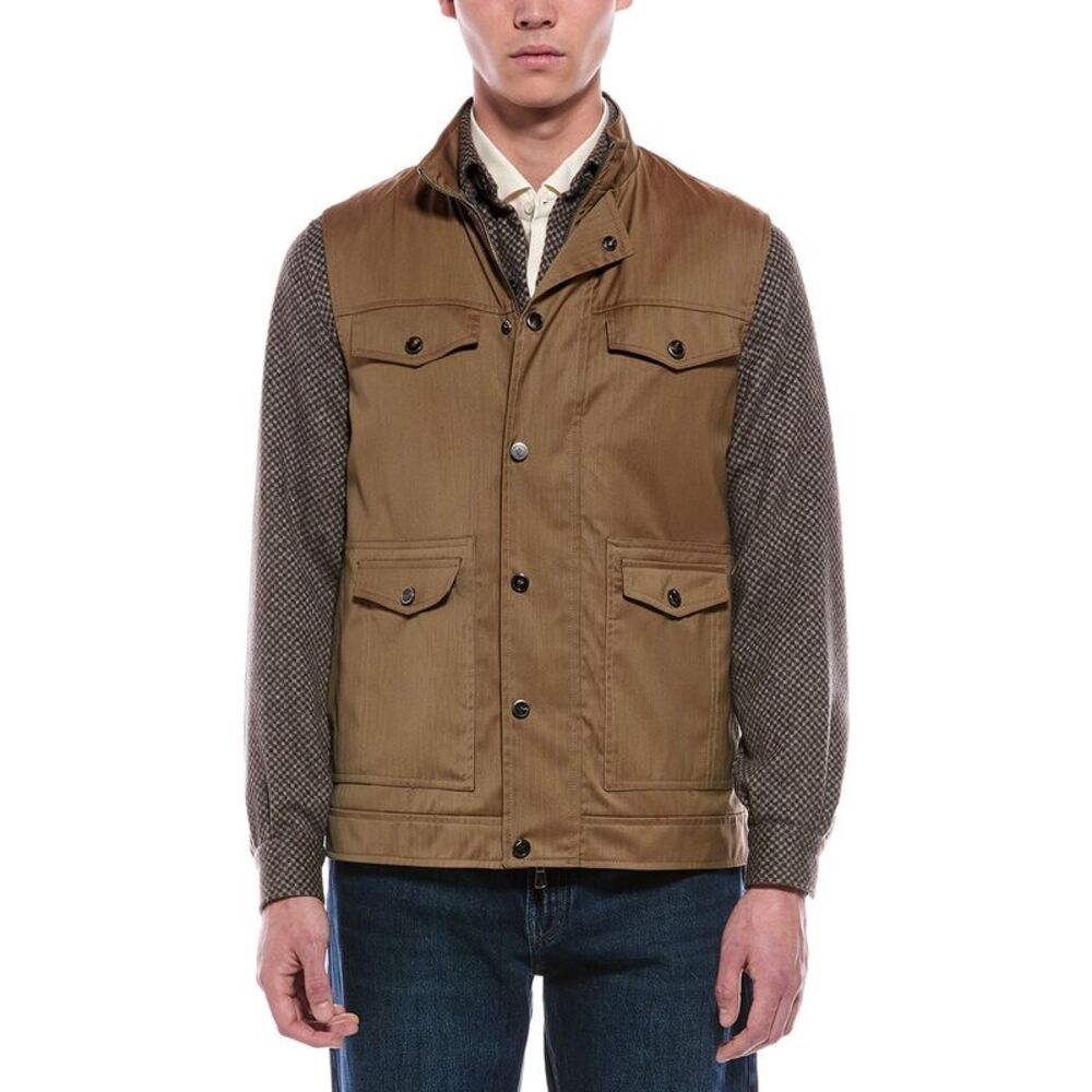 Isaia Mens Wool-Blend Vest, White